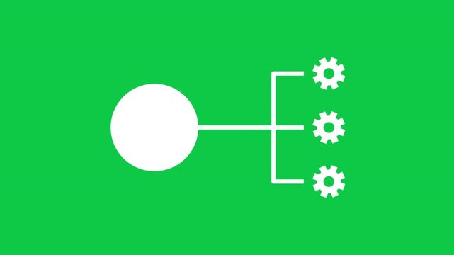 Network Data Structure Flow Chart Icon With Connected Nodes On Green Screen