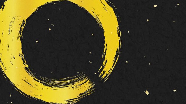brush circle extra thick01 gold left confetti gold fall pattern01 loop （japanese paper pattern black background）