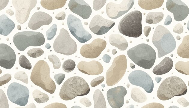 Natural river stone and pebble seamless pattern, grey abstract rock background