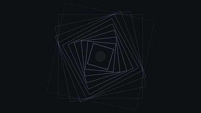 Abstract Geometric Square Motion Graphic Featuring Repeating White Outlines On A Dark Background