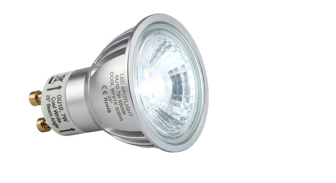 Silver LED spotlight bulb with GU10 base