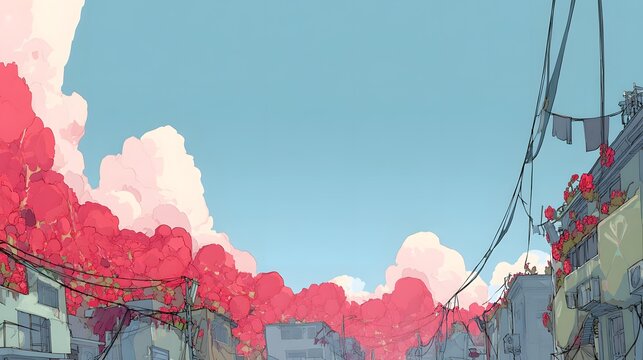 scene with floating symbols and unfinished creative sketches