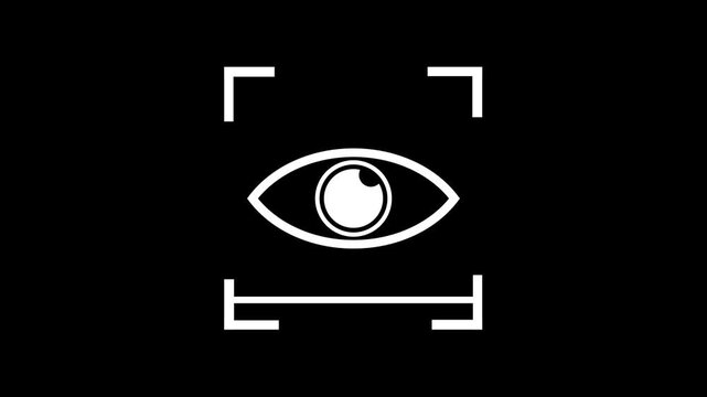 Eye scanner animated biometric iris recognition scan line laser loop on 4k black background