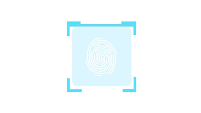 Fingerprint animated touch scan verification with checkmark and cross mark loop on 4k white background