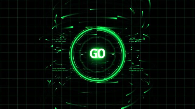 Green Neon Digital Countdown Timer Featuring Numbers 3 2 and 1 With Futuristic Cyber Data Motion