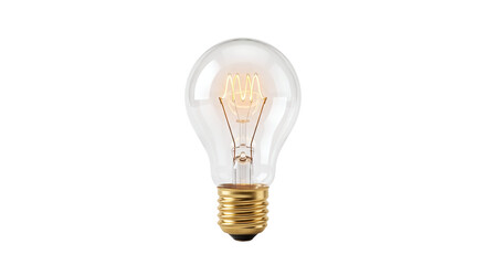 Vintage Edison light bulb glowing softly on black © Watchareewan