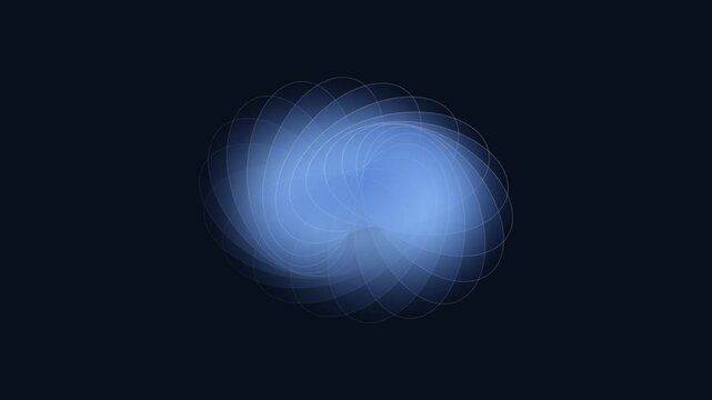 Rotating Blue Circular Geometric Spirograph Animation Isolated on Dark Background Motion Graphics