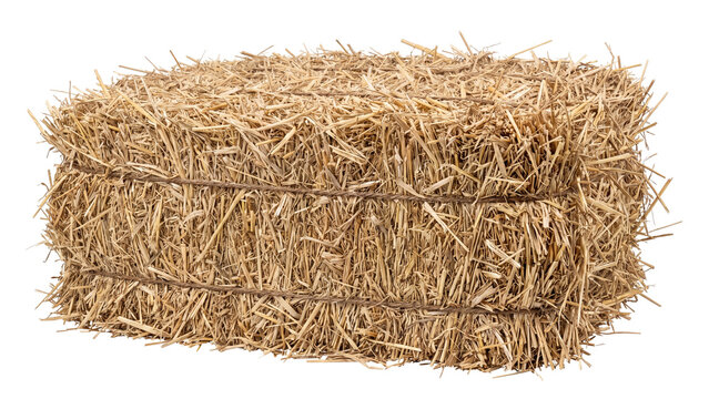 Rectangular hay bale isolated PNG on transparent background