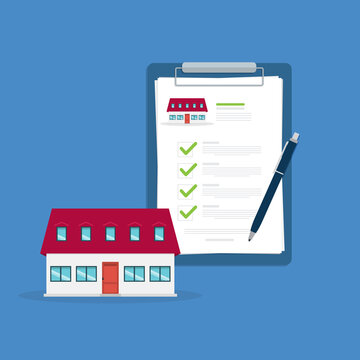 Property Purchase Process and Residential Home Buying Checklist Vector Illustration