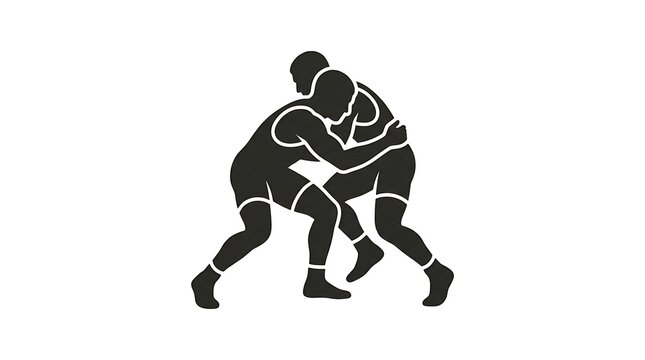 Wrestling match icon showing two athletes grappling in a competitive sports struggle