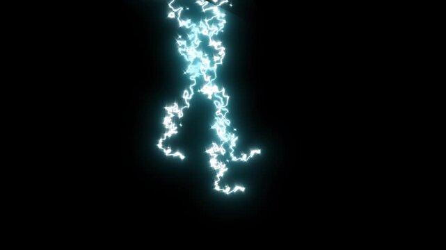 Power energy electricity glow visual effect, with glowing electric bolts thunder flashes spark bursts liquid fire blast and comic energy shock waves on black screen background 4k video resolution