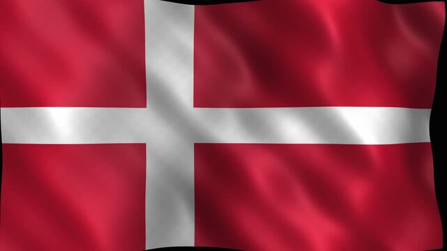 Denmark national flag waving with silk texture. 4K Video