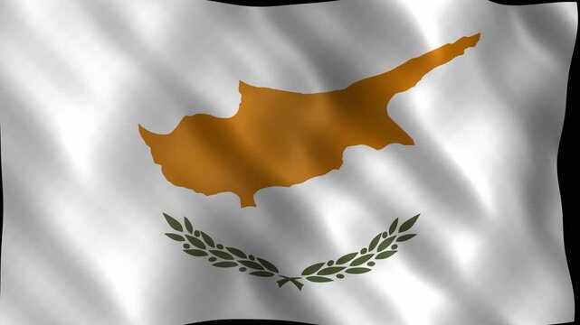 Cyprus national flag waving against a dark background. 4K Video