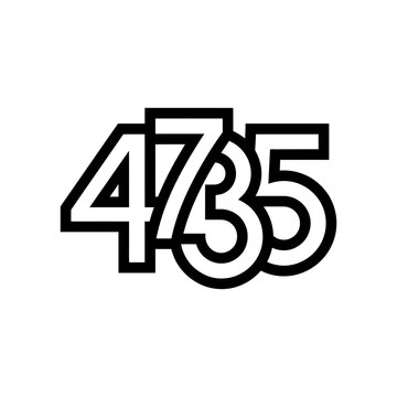 Interlocking Black Numbers 473 Isolated on Transparent Background