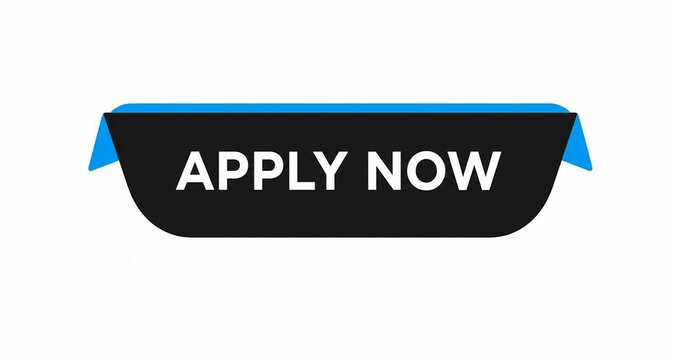 Black banner with blue edges and white apply now text