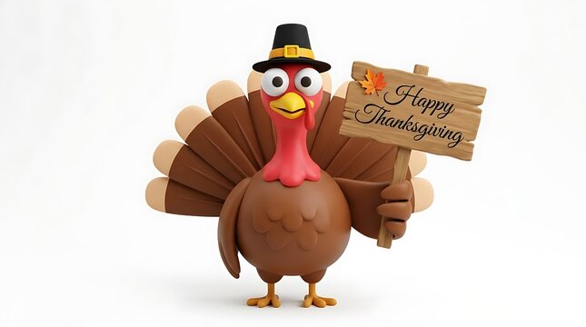 A charming cartoon turkey wishes everyone a joyous and thankful thanksgiving day celebration with family and friends