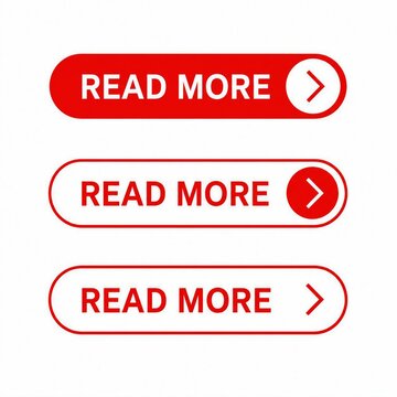 Red modern read more button with arrow for website and app interface