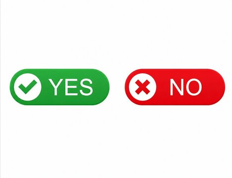 Yes and no button icons with check and cross symbols