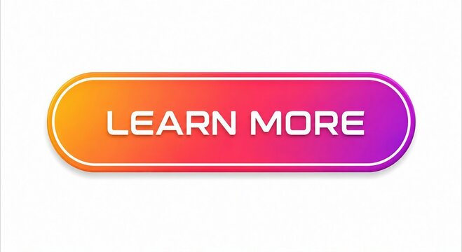 Colorful retro learn more button with pixelated gradient effect
