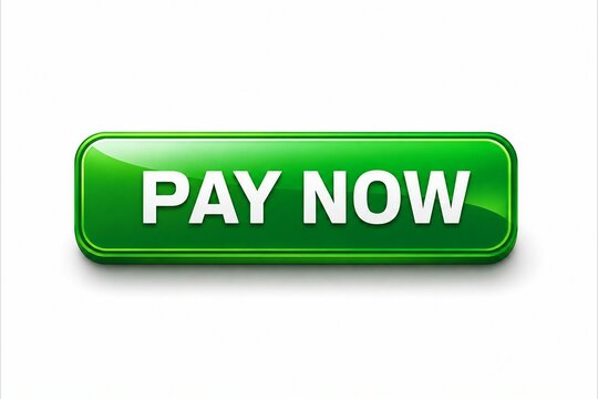 Green pay now button with glossy 3d effect for online payment and checkout
