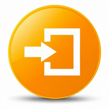 Orange circular button with refresh arrow icon design