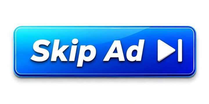 Skip ad button with right arrow on blue gradient background