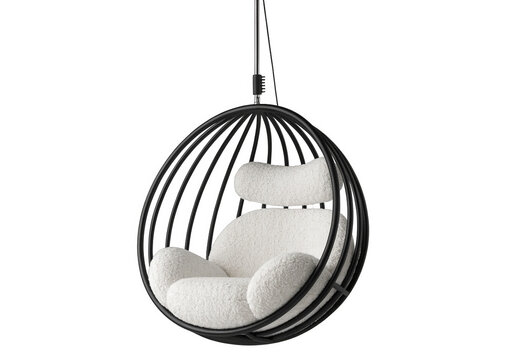 Hanging Egg Chair isolated on a transparent background.