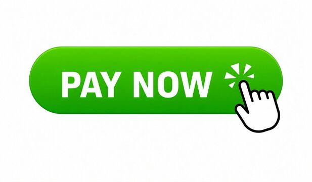 Green pay now button with click animation