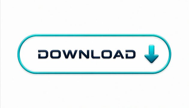 Modern download button with arrow icon in teal outline