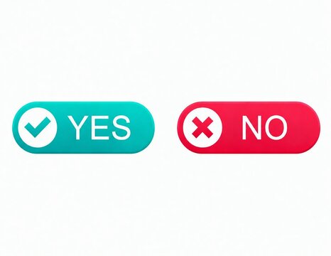 Yes and no decision buttons with checkmark and cross icons