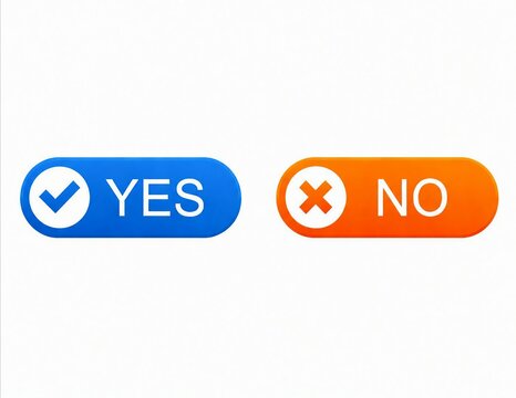 Affirmative and negative decision buttons with checkmark and cross icons