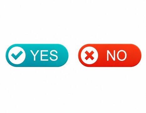 Yes and no button icons with checkmark and cross symbols