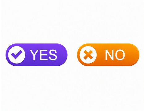Simple yes no confirmation buttons with checkmark and cross icons