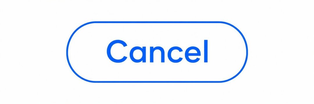 Blue cancel button with rounded corners in a modern style