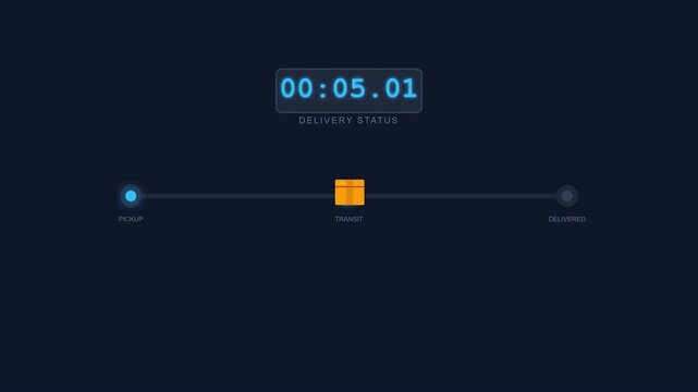 Online Delivery Status Tracking Animation with Digital Timer and Progress Bar for Shipping Service