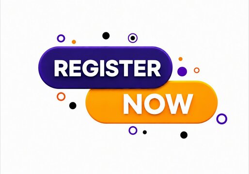 Vibrant register now call to action colorful graphic design button