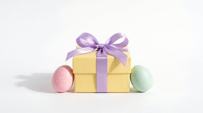 Spring season easter festival gift box with colorful speckled eggs