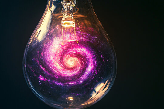 Close-up of a glass displaying a galaxy pattern inside Generative AI