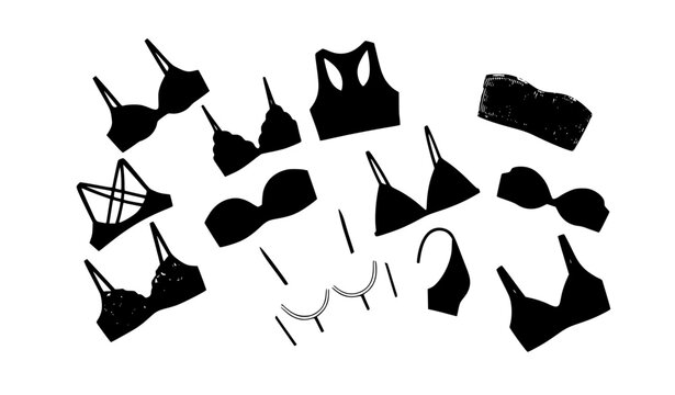 Women's Lingerie Bra Silhouette Collection Fashion Vector Illustration