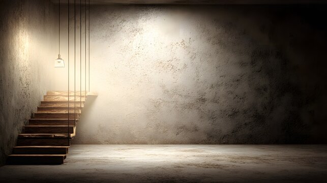 with smooth concrete steps and thin metal railing casting linear shadows