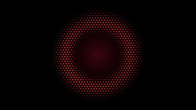 Red halftone pulse abstract background, dynamic glowing dot pattern animation