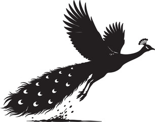 Naklejka premium Majestic Peacock Silhouette Vector with Fully Spread Tail