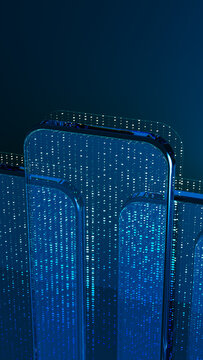 Abstract digital glass technology background with blue data design