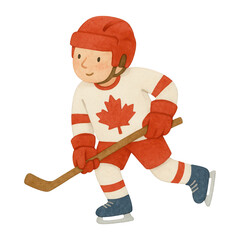 Fototapeta premium PNG Child playing ice hockey happily.