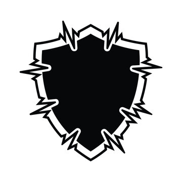 Conceptual black and white shield silhouette representing protection security and defense metaphor