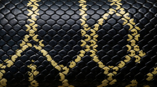 Black Cream Python Snake Skin Texture Pattern Reptile Scale Closeup
