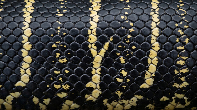 Black Cream Python Snake Skin Texture Pattern Reptile Scale Closeup