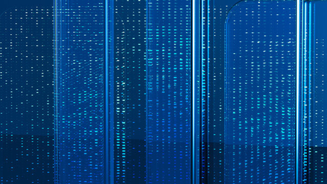 Abstract digital glass technology background with blue data design