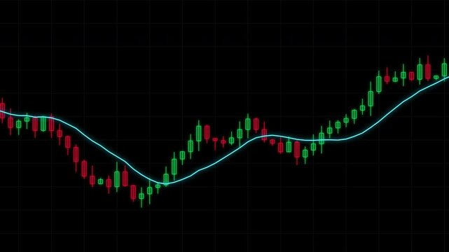 Cryptocurrency Candlestick Chart Trading Animation with Market Price Movement