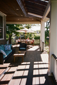 Family summer together home porch dining table film 
